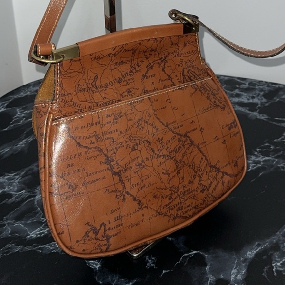 Patricia Nash Handbag Leather Veneto Crossbody Signature Map Brown AUTHENTIC - Picture 5 of 10